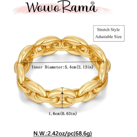 Chunky Chain Bracelet for Women Adjustable Gold/Silver Thick Statement Link Jewe - Picture 6 of 8